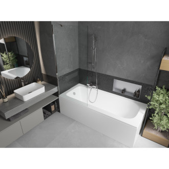 Mexen Vega vana 170x70cm panel + zástěna 80 cm, transparent, chrom 550117070X9508000001