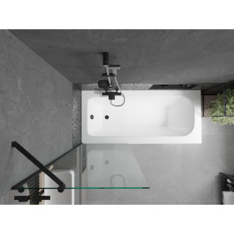 Mexen Vega vana 170x70cm panel + zástěna 70 cm, průhledná, černá 550117070X9507000070