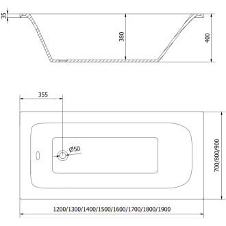 Mexen Vega vana 170x70cm panel + zástěna 70 cm, průhledná, černá 550117070X9507000070