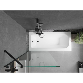 Mexen Vega vana 170x70cm panel + zástěna 80 cm, průhledná, černá 550117070X9508000070
