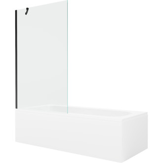 Mexen Vega vana 170x70cm panel + zástěna 100 cm, průhledná, černá 550117070X9510000070