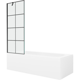 Mexen Vega vana 170x70 cm s panelem a zástěnou 70 cm, černý vzor 550117077X9507007077