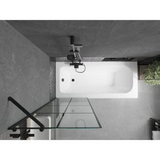 Mexen Vega vana 170x70 cm s panelem a zástěnou 70 cm, černý vzor 550117077X9507007077