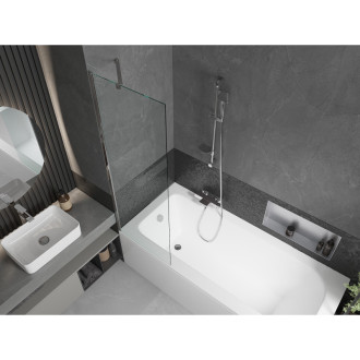 Mexen Vega vana 180x80cm panel + zástěna 60 cm, transparent, chrom 550118080X9506000001