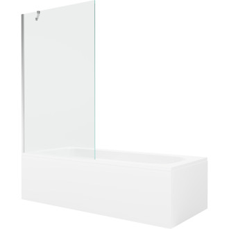 Mexen Vega vana 180x80cm panel + zástěna 100 cm, transparent, chrom 550118080X9510000001