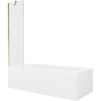Mexen Vega vana 180x80cm panel + zástěna 50 cm, průhledná, zlatá 550118080X9505000050
