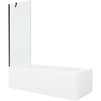 Mexen Vega vana 180x80cm panel + zástěna 70 cm, průhledná, černá 550118080X9507000070