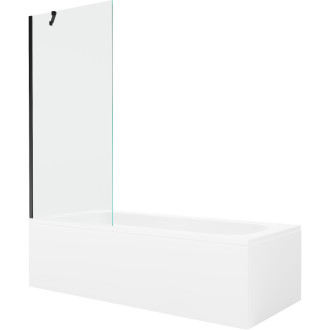 Mexen Vega vana 180x80cm panel + zástěna 80 cm, průhledná, černá 550118080X9508000070