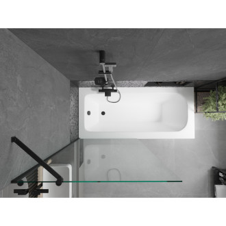 Mexen Vega vana 180x80cm panel + zástěna 90 cm, průhledná, černá 550118080X9509000070
