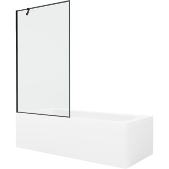 Mexen Vega vana 180x80 cm s panelem a zástěnou 100 cm, černý vzor 550118080X9510007070