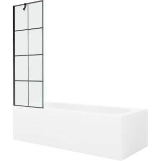 Mexen Vega vana 180x80 cm s panelem a zástěnou 60 cm, černý vzor 550118080X9506007077
