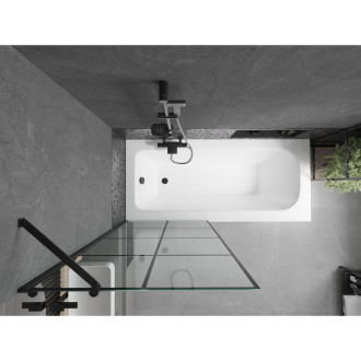 Mexen Vega vana 180x80 cm s panelem a zástěnou 80 cm, černý vzor 550118080X9508007077