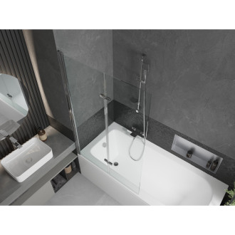 Mexen Vega vana 150x70cm panel + zástěna 100 cm, transparent, chrom 550115070X9210020100