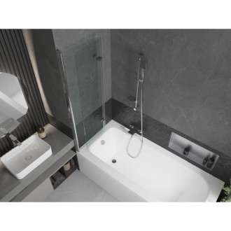 Mexen Vega vana 150x70cm panel + zástěna 100 cm, transparent, chrom 550115070X9210020100