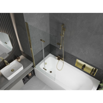 Mexen Vega vana 150x70cm panel + zástěna 80 cm, transparent, zlatá 550115070X9208025000