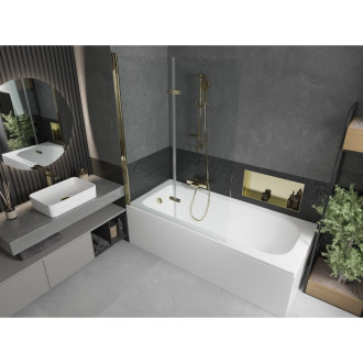 Mexen Vega vana 150x70cm panel + zástěna 120 cm, průhledná, zlatá 550115070X9212025000