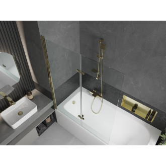 Mexen Vega vana 150x70cm panel + zástěna 120 cm, průhledná, zlatá 550115070X9212025000
