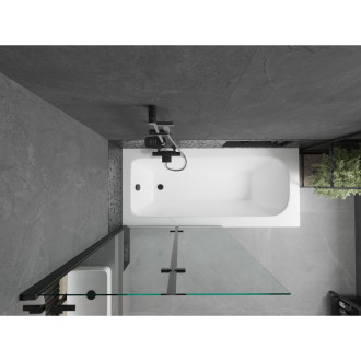 Mexen Vega vana 150x70cm panel + zástěna 100 cm, průhledná, černá 550115070X9210027000