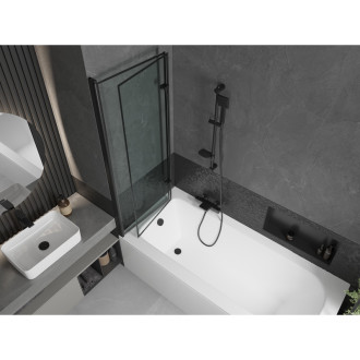 Mexen Vega vana 150x70 cm s panelem a zástěnou 120 cm, černý vzor 550115070X9212027070