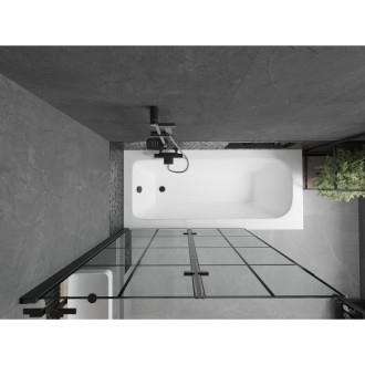 Mexen Vega vana 150x70 cm s panelem a zástěnou 120 cm, černý vzor 550115070X9212027077