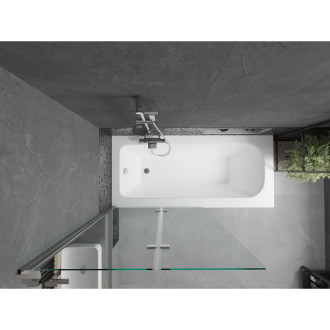 Mexen Vega vana 160x70cm panel + zástěna 100 cm, transparent, chrom 550116070X9210020100