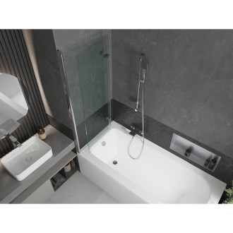 Mexen Vega vana 160x70cm panel + zástěna 120 cm, transparent, chrom 550116070X9212020100