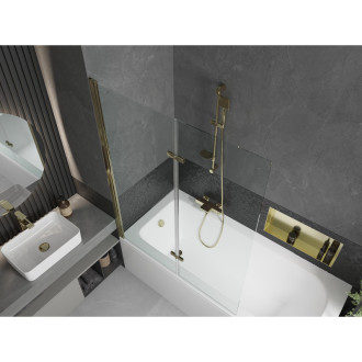 Mexen Vega vana 160x70cm panel + zástěna 120 cm, transparent, zlatá 550116070X9212025000