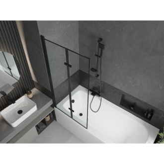 Mexen Vega vana 160x70 cm s panelem a zástěnou 80 cm, černý vzor 550116070X9208027070