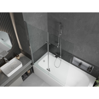 Mexen Vega vana 170x70cm panel + zástěna 120 cm, transparent, chrom 550117070X9212020100