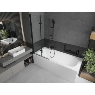 Mexen Vega vana 170x70cm panel + zástěna 80 cm, průhledná, černá 550117070X9208027000