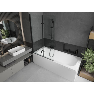 Mexen Vega vana 170x70cm panel + zástěna 100 cm, průhledná, černá 550117070X9210027000