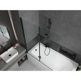 Mexen Vega vana 170x70cm panel + zástěna 120 cm, průhledná, černá 550117070X9212027000
