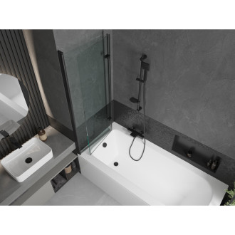 Mexen Vega vana 170x70cm panel + zástěna 120 cm, průhledná, černá 550117070X9212027000