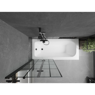 Mexen Vega vana 170x70 cm s panelem a zástěnou 80 cm, černý vzor 550117077X9208027077