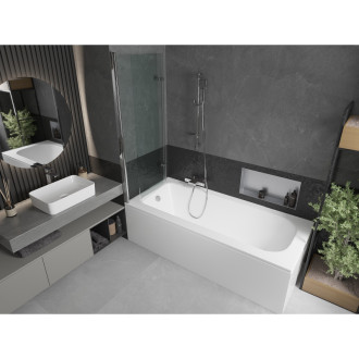 Mexen Vega vana 180x80cm panel + zástěna 120 cm, transparent, chrom 550118080X9212020100