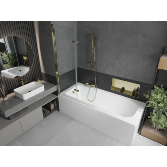 Mexen Vega vana 180x80cm panel + zástěna 100 cm, průhledná, zlatá 550118080X9210025000