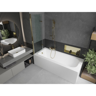 Mexen Vega vana 180x80cm panel + zástěna 100 cm, průhledná, zlatá 550118080X9210025000