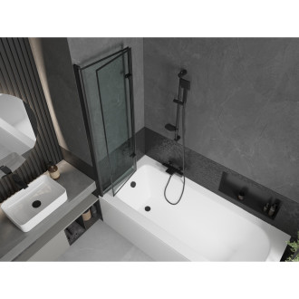 Mexen Vega vana 180x80 cm s panelem a zástěnou 100 cm, černý vzor 550118080X9210027070