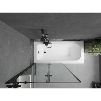 Mexen Vega vana 180x80 cm s panelem a zástěnou 100 cm, černý vzor 550118080X9210027070