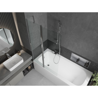 Mexen Vega vana 150x70cm panel + zástěna 100 cm, transparent, chrom 550115070X9410110100