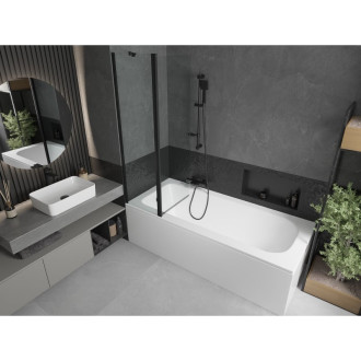 Mexen Vega vana 150x70cm panel + zástěna 100 cm, průhledná, černá 550115070X9410117000