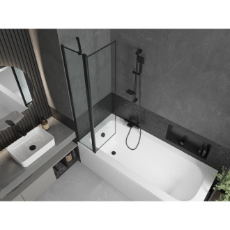 Mexen Vega vana 150x70 cm s panelem a zástěnou 80 cm, černý vzor 550115070X9408117070