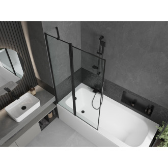 Mexen Vega vana 150x70 cm s panelem a zástěnou 100 cm, černý vzor 550115070X9410117070