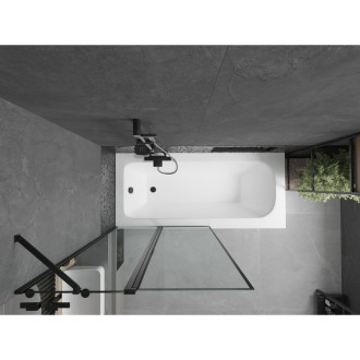 Mexen Vega vana 150x70 cm s panelem a zástěnou 100 cm, černý vzor 550115070X9410117070