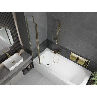 Mexen Vega vana 160x70cm panel + zástěna 80 cm, průhledná, zlatá 550116070X9408115000