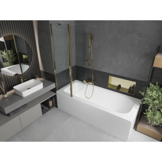 Mexen Vega vana 160x70cm panel + zástěna 100 cm, průhledná, zlatá 550116070X9410115000