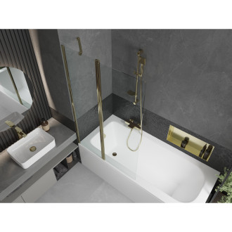 Mexen Vega vana 160x70cm panel + zástěna 100 cm, průhledná, zlatá 550116070X9410115000