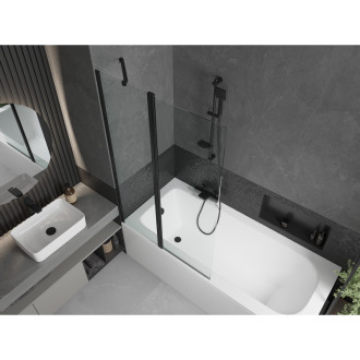 Mexen Vega vana 160x70cm panel + zástěna 100 cm, průhledná, černá 550116070X9410117000