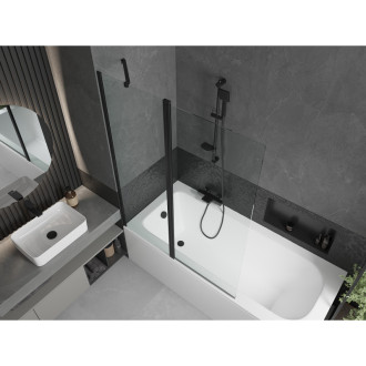 Mexen Vega vana 160x70cm panel + zástěna 120 cm, průhledná, černá 550116070X9412117000