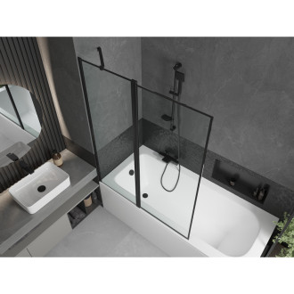 Mexen Vega vana 160x70 cm s panelem a zástěnou 120 cm, černý vzor 550116070X9412117070